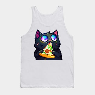 Black cat eating pizza Tank Top